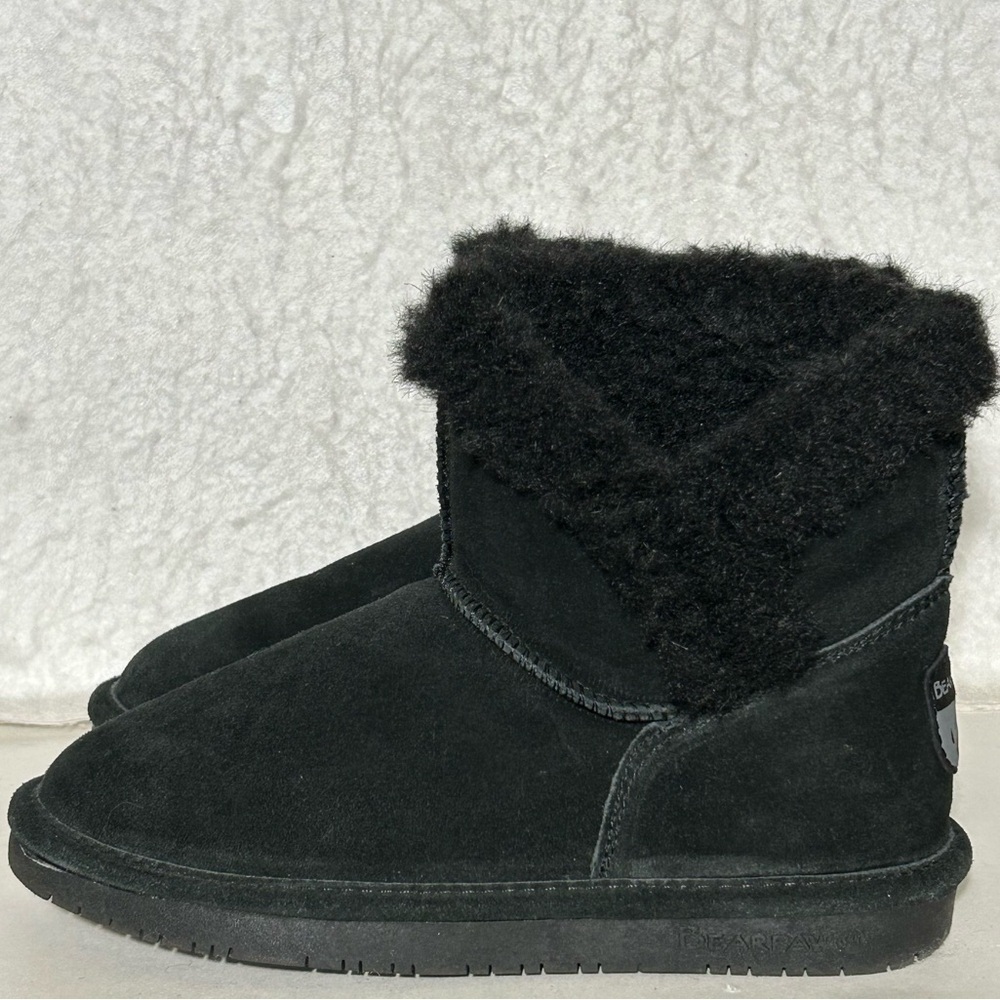 BearPaw Womens Black Heidi II Suede Upper Wool-Blend Lining Pull On Boots SZ 6 - Picture 2 of 12